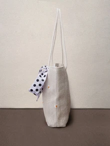Hatastic Floral Print Decorative Scarf For Mini Shoulder Bag, Fashionable Bow Purse For Women Back To School - Beige - View 6
