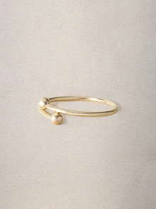 Hatastic Anillo abierto con diseño de cuenta - Amarillo Oro - Ver 4
