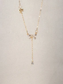 1pc Women's Rhinestone Butterfly Pendant Necklace, Suitable For Daily Wear - Gold - View 3