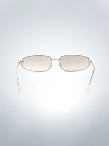 Rollcall 1pc Frameless Oval Fashion Glasses Y2K Personalized Versatile Women's Fashion Glasses Suitable For Daily Wear, Street Photography, Vacation Travel, Summer Beach Accessories Preppy Style For Back To School Wrap Shape Temple Decor - Silver - View 3