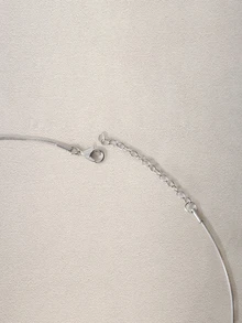 1pc Fashion Versatile Minimalist Hollow Water Drop Titanium Steel Necklace - Silver - View 4
