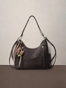 Hatastic New Women's Handbag, Large Capacity Commuter Niche Design Shoulder Bag, Casual Versatile Minimalist Fashion Crossbody, Christmas Gift - Coffee - View 1