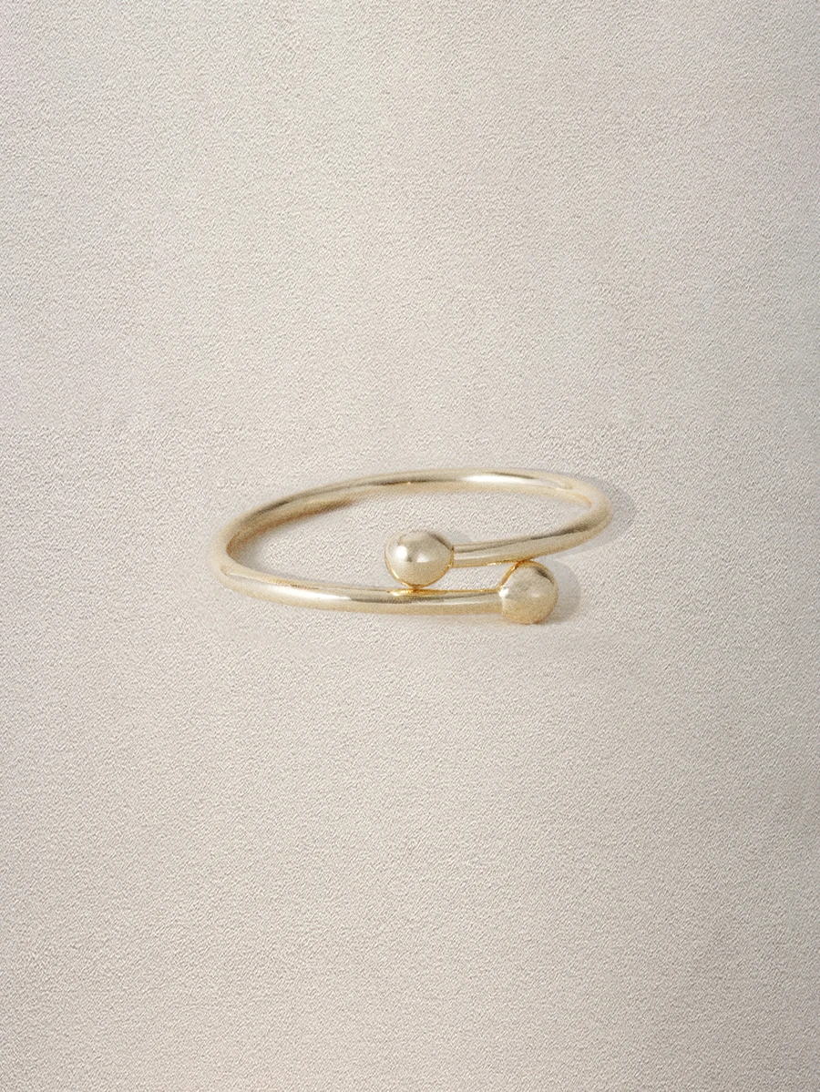 Hatastic Anillo abierto con diseño de cuenta - Amarillo Oro - Ver 1
