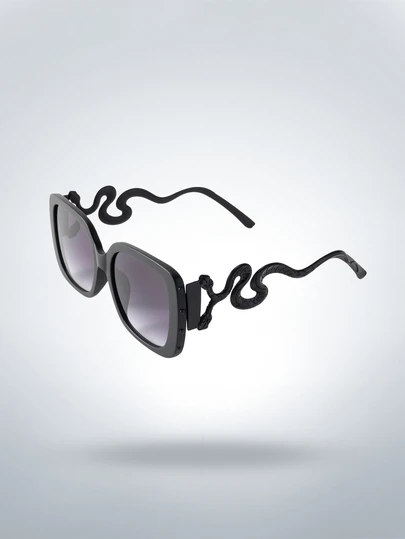 Rollcall 1pc Double Headed Snake British Retro Oversized Square Metal Fashion Glasses Dark Gothic Style Retro Personalized Fashion Men's And Women's Glasses Halloween Christmas Decoration Beach Accessories For Women Glasses Shades Beach Accessories For Women Glasses Shades For Summer Beach Vacation,Outdoor,Travel