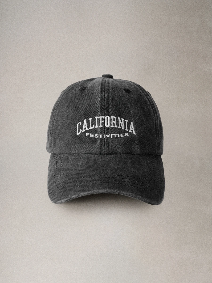 Hatastic 1pc Washed Black Baseball Cap With "CALIFORNIA" Embroidered Text, Unisex, Suitable For Couples, Ideal For Outdoor Sports And Holiday Gifts Halloween - Black - View 1