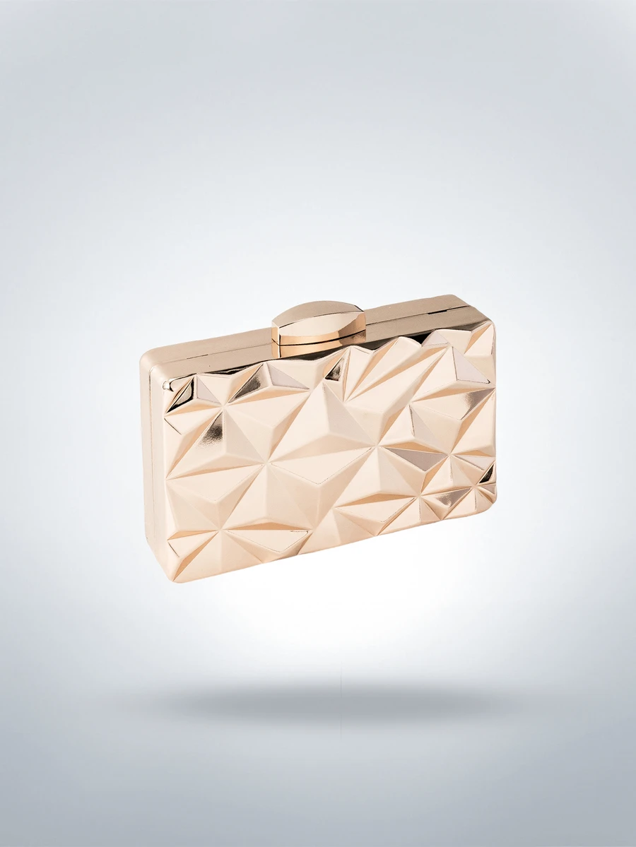 Rollcall 1 pièce Pochette de soirée élégante en métal de mode, sac à bandoulière de luxe raffiné pour femme mariée, convient pour mariage, soirée, bal, cadeau d'anniversaire, cadeau de la Saint-Valentin, assortiment de robes, vacances - Doré - Voir 1