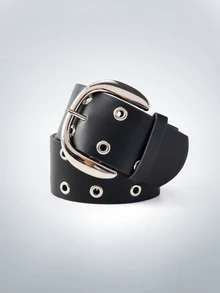 1 chiếc thắt lưng đa năng phong cách Punk khoét chữ D bằng da PU màu đen dành cho nữ - màu đen - Xem 5