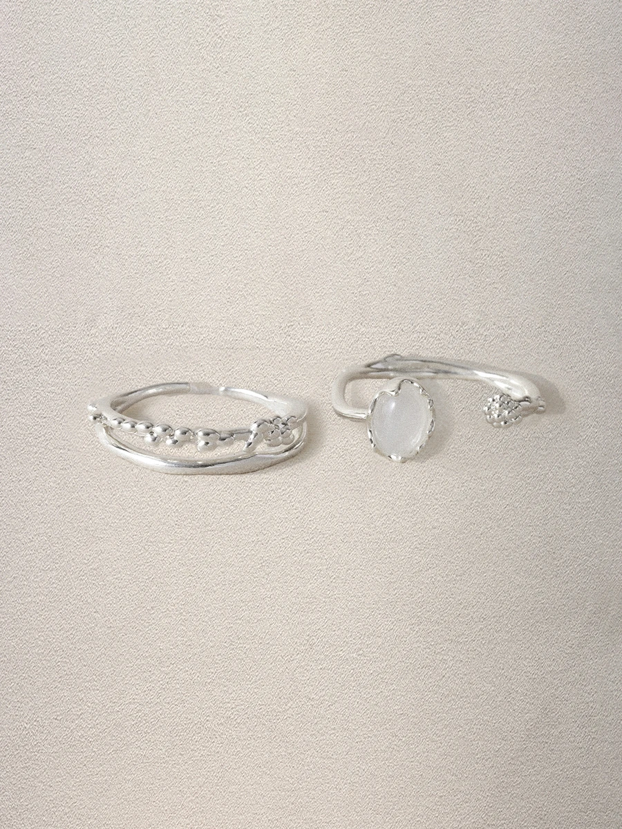Hatastic Set de 2 anillos de cobre ajustables, de estilo minimalista y elegante, para uso diario - Plateado - Ver 1