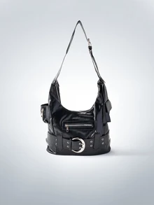 Rollcall 2025 New Retro Underarm Motorcycle Y2K Chic Tote Bag, Large Capacity Shoulder Crossbody Bag For Commuting - Black - View 2