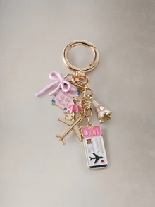 Hatastic 1 mặt dây chuyền móc khóa du lịch nơ hồng thanh lịch, máy bay hình giọt dầu, tháp Eiffel, đồ trang sức tự làm, mặt dây chuyền túi xách, trang trí hành lý, phụ kiện túi đeo vai, mặt dây chuyền túi đa năng, trang trí xe hơi, phong cách Gothic Y2K dễ thương, quà tặng ngày lễ - Nhiều màu - Xem 3
