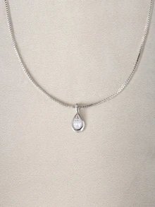 1pc Copper Alloy Zirconia Waterdrop Necklace For Women - Silver - View 2
