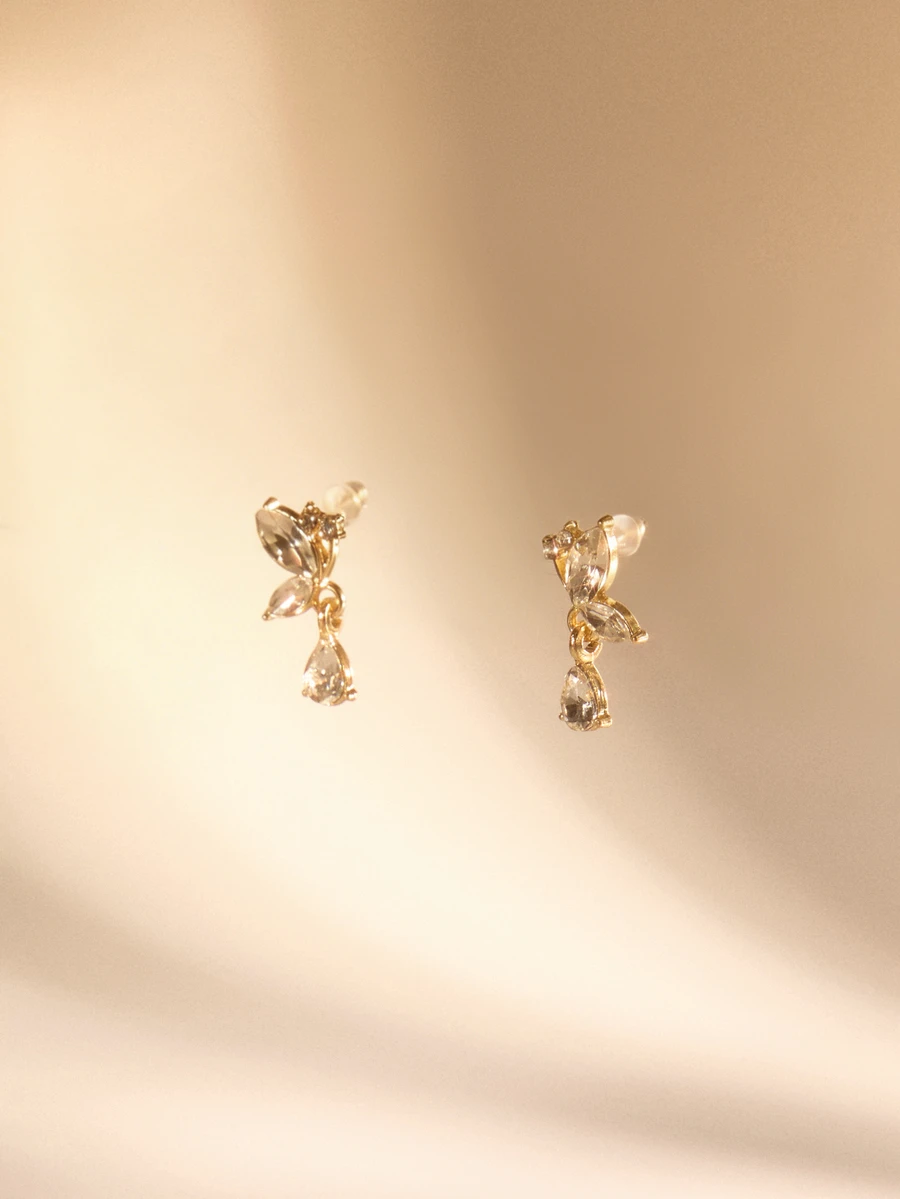 Etoivie 2pcs Rhinestone Decor Drop Earrings - Multicolor - View 1