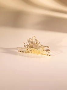 Etoivie 1pc Women's Metal Rhinestone Butterfly Claw Clip, Fashionable Hair Accessories For Updo Hairstyles Party Tiaras Hair Clips Hair Jaw Clip Hair Clamps Hair Clutch Hair Clip, School Stuff, College Fall Winter For Vacation Outfits Woman Summer Beach - Gold - View 5