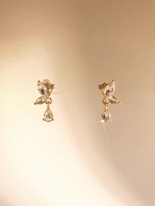 Etoivie 2pcs Rhinestone Decor Drop Earrings - Multicolor - View 5