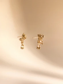 Etoivie 2pcs Rhinestone Decor Drop Earrings - Multicolor - View 3