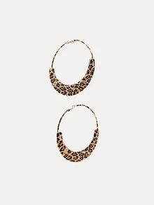 TuEzra 1 Pair Exaggerated Large Hoop Earrings, Leopard Print Modern Statement Earrings For Women, Party & Casual - Yellow Gold - View 4