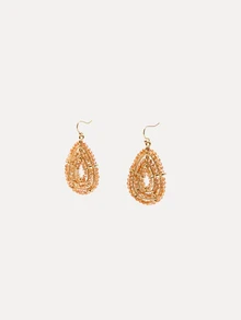 TuEzra 1 par de pendientes de estilo bohemio hechos a mano con cuentas de vidrio en forma de lágrima y redondas, con opciones de multicolor adecuadas para uso diario, vacaciones, fiestas y como regalo - Champán - Ver 3