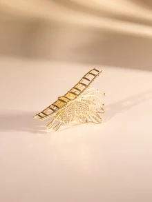 Etoivie 1pc Women's Metal Rhinestone Butterfly Claw Clip, Fashionable Hair Accessories For Updo Hairstyles Party Tiaras Hair Clips Hair Jaw Clip Hair Clamps Hair Clutch Hair Clip, School Stuff, College Fall Winter For Vacation Outfits Woman Summer Beach - Gold - View 2