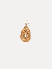 TuEzra 1 par de pendientes de estilo bohemio hechos a mano con cuentas de vidrio en forma de lágrima y redondas, con opciones de multicolor adecuadas para uso diario, vacaciones, fiestas y como regalo - Champán - Ver 4