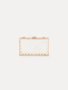 TuEzra Sac à main en boîte en acrylique transparent, sac à main de dîner populaire, chaîne bandoulière, petit sac carré, sac à main à la mode pour femmes - Transparent - Voir 2
