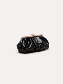 TuEzra Sequin Sparkling Crystal Metallic Evening Clutch - Perfect For Party, Wedding, Prom, Dinner/Banquet, Matching With Wedding Dress, Formal Dresses, Prom Dress, Birthday Dress - Black - View 3