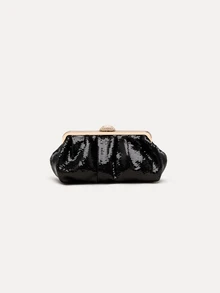 TuEzra Sequin Sparkling Crystal Metallic Evening Clutch - Perfect For Party, Wedding, Prom, Dinner/Banquet, Matching With Wedding Dress, Formal Dresses, Prom Dress, Birthday Dress - Black - View 2