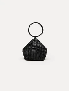 TuEzra Rhinestone Decorated Asymmetrical Shaped Evening Bag, Handbag Suitable For Banquet, Ball, Party, Fashion & Versatile, Perfect For Party Wedding Prom Dinner/Banquet, Matching With Holiday Party Dress Evening Dress & Sequin Dress, Glamorous Rhinestone Bag - Black - View 2