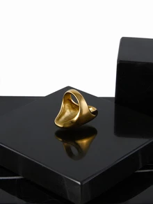 CHICVUE 1 Nhẫn Nữ Hình Bầu Dục Tối Giản Vàng 18K Chống Thấm Nước Hợp Thời Trang Đa Năng - nhẫn - Xem 2