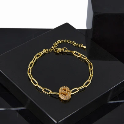 CHICVUE Zirconia Initial Charm A-Z Letters Bracelets Women Gold Color Bracelet Chain Jewelry Alphabet Men Gift