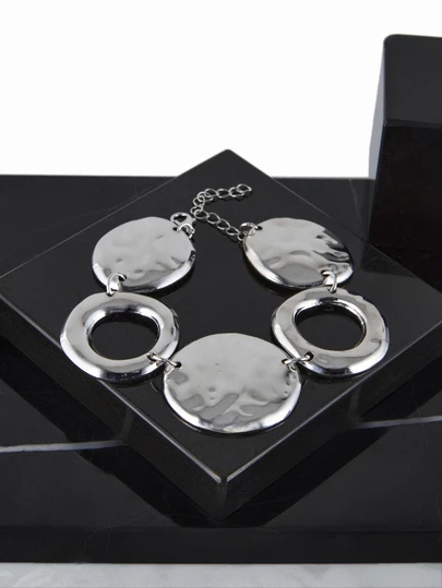 CHICVUE 1pc Geometric Hollow Circle Fashionable New Creative Minimalist Casual Metal Bracelet
