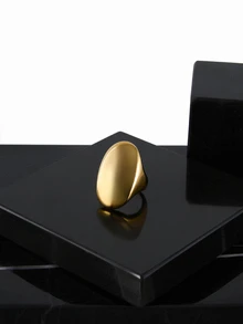 CHICVUE 1 Nhẫn Nữ Hình Bầu Dục Tối Giản Vàng 18K Chống Thấm Nước Hợp Thời Trang Đa Năng - nhẫn - Xem 1
