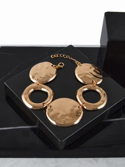 CHICVUE 1pc Geometric Hollow Circle Fashion New Creative Minimalist Personalized Metal Bracelet