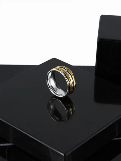 CHICVUE A Vintage Bohemian Style Women's Personalized Ring, Silver-Plated Wide Band Design, Suitable As Gift Or Daily Wear, Perfect For Valentine's Day, Christmas