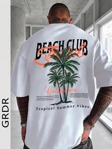 GRDR Plus Size Men's Black Minimalist Printed Round Neck Short Sleeve T-Shirt, Suitable For Summer Wear, Comfortable & Breathable, Leading Fashion - White - View 1