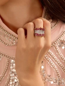 Etoivie 1 chiếc nhẫn Cubic Zirconia cao cấp, dành cho nữ, thích hợp cho đám cưới, lễ đính hôn, kỷ niệm, tiệc tùng, ngày Valentine và các dịp khác. - 1 # - Xem 1