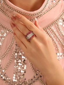 Etoivie 1 chiếc nhẫn Cubic Zirconia cao cấp, dành cho nữ, thích hợp cho đám cưới, lễ đính hôn, kỷ niệm, tiệc tùng, ngày Valentine và các dịp khác. - 1 # - Xem 5