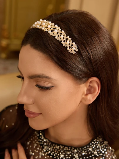 Etoivie 1pc Elegant Crystal Headband, Suitable For Daily Wear And Party, Glamorous Style, Hair Band, Hair Hoop, Gold Headband, Hair Accessories ,Hairband For Women Head Accessories