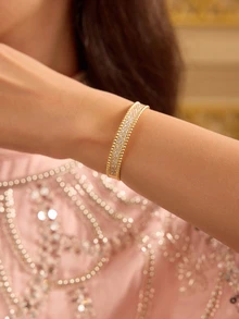 Etoivie 1 Set Personalized Bracelet And Ring Set Decorated With Cubic Zirconia - Gold - View 5