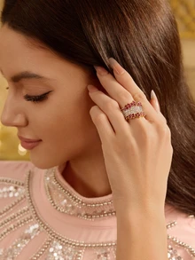 Etoivie 1 chiếc nhẫn Cubic Zirconia cao cấp, dành cho nữ, thích hợp cho đám cưới, lễ đính hôn, kỷ niệm, tiệc tùng, ngày Valentine và các dịp khác. - 1 # - Xem 3