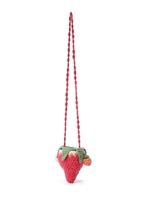 Trivaya 1pc Handmade Colorful Knitted Strawberry Drawstring Crossbody Bag, & Cute Strawberry Purse Valentines, Strawberry - Pink - View 3
