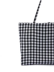 Trivaya Summer Outdoor Travel Bag, Holiday Beach Bag, Fashionable Plaid Shoulder Large Bag, Casual One Shoulder Tote Bag, Travel Bag, Color Block Plaid Pattern Handbag, Shopping Bag, Versatile Commuter Bag ,Vacation Essentials, Vacation - Multicolor - View 5