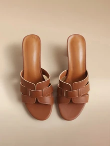 Glizzene Women's Comfortable Must-Have Slip-On High Heel Sandals, Suitable For New Year Holidays, Summer Beach, And Spring - Rust Brown - View 2