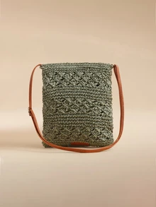 Glizzene Simple Minimalist Handwoven One Shoulder Crossbody Bag For Women - Green - View 4