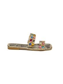 Trivaya Summer Fashionable Colorful Rhinestone Women Flat Sandals, Comfortable Casual Open-Toe Slippers Suitable For Outdoor, Beach, Party - Black - View 6