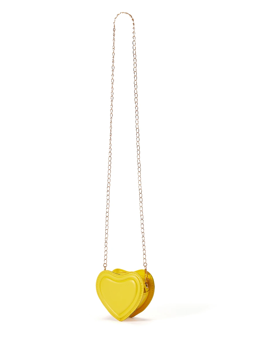 Fashionable Novelty Bag Heart Design Yellow Mini Chain Valentines, Fashionable Butter Yellow Bag For Women, Yellow - Yellow - View 1