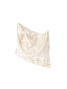 Trivaya Minimalist Crochet Hollow Design Tote Bag, Large Capacity And Portable, Suitable For Teenagers, Women, College Students, Office Ladies, Ideal For Vacation, School, Travel, Outdoor Activities. Perfectly Matches Beach Accessories, One Of The Most Popular Beach Bags For Ladies, And A Must-Have Beach Essential. This Bag Is Highly Suitable For Summer, Vacation And Beach Use, The Latest Holiday Bag. , Crochet, Vacation - Apricot - View 4