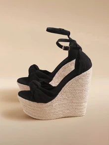 Glizzene Women's Wedge Platform Waterproof Retro Braided Slingback Sandals, Adjustable Ankle Strap, Chunky High Heel Sandals Suitable For Spring/Summer Vacation, Boho Chic Sexy Night Club Wear,Travel Essential - Black - View 2