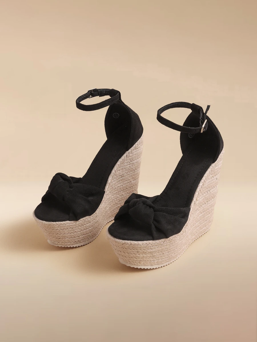 Glizzene Women's Wedge Platform Waterproof Retro Braided Slingback Sandals, Adjustable Ankle Strap, Chunky High Heel Sandals Suitable For Spring/Summer Vacation, Boho Chic Sexy Night Club Wear,Travel Essential - Black - View 1