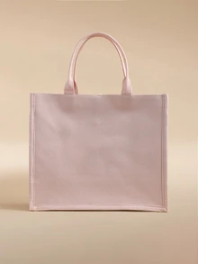 Glizzene 1 buah Tas Tote Linen Patchwork Jala Payet Warna-warni, Desain Bordir Bunga & Daun Modis, Tas Bahu Persegi Kapasitas Besar, Tas Belanja Liburan Pantai Kasual (Pola Bunga Didistribusikan Secara Acak), Tas Pantai, Pakaian Musim Panas - Berwarna merah muda - View 3