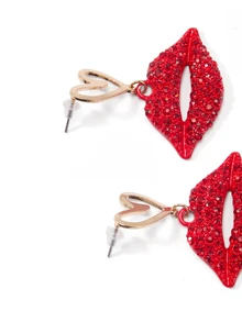 1 Pair Fashionable Carnival Red Lips Alloy Earrings, Suitable For Women's Holiday Wear - Red Lips Earrings - View 4